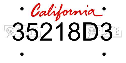 35218D3 California License Plate