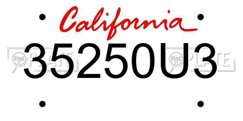 35250U3 California License Plate