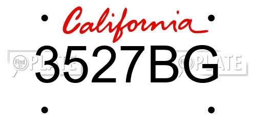 3527BG California License Plate