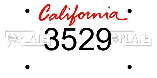 3529 California License Plate