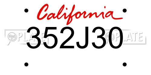 352J30 California License Plate