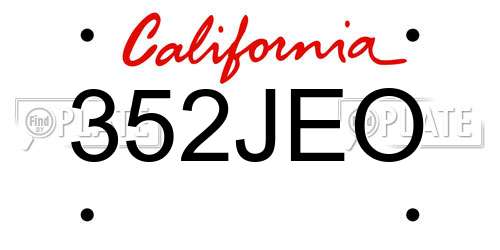 352JEO California License Plate