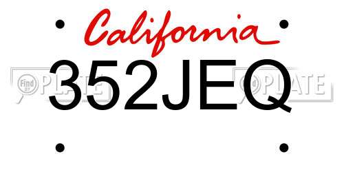 352JEQ California License Plate