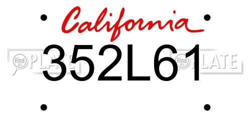 352L61 California License Plate