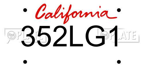 352LG1 California License Plate