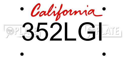 352LGI California License Plate
