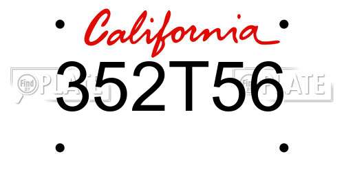 352T56 California License Plate