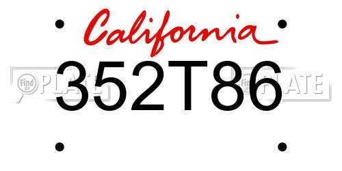 352T86 California License Plate
