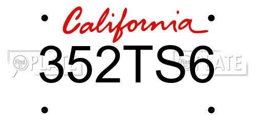 352TS6 California License Plate