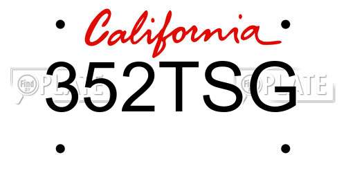 352TSG California License Plate