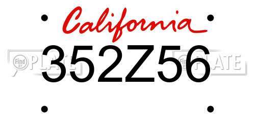 352Z56 California License Plate