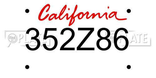 352Z86 California License Plate