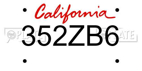 352ZB6 California License Plate