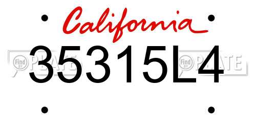 35315L4 California License Plate