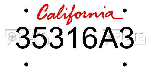 35316A3 California License Plate