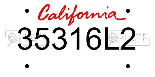 35316L2 California License Plate