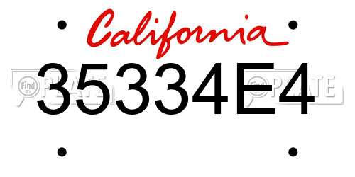 35334E4 California License Plate