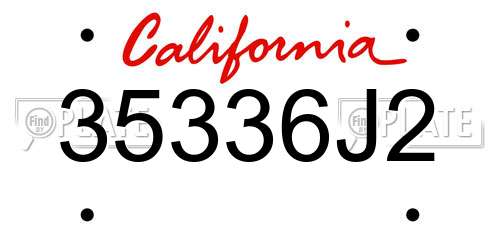 35336J2 California License Plate