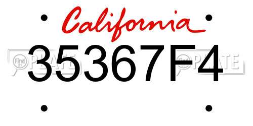 35367F4 California License Plate