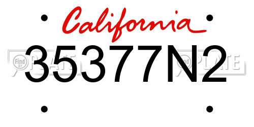 35377N2 California License Plate