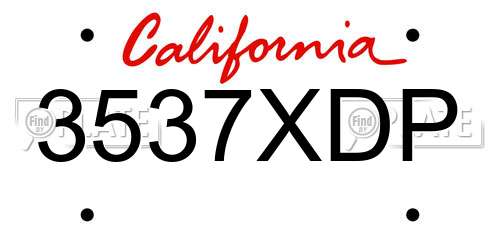 3537XDP California License Plate