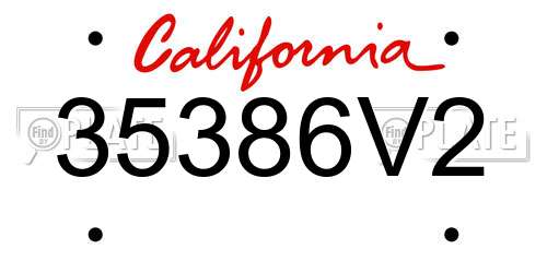 35386V2 California License Plate