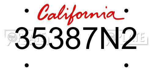 35387N2 California License Plate
