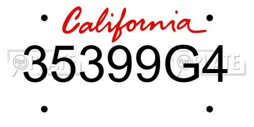 35399G4 California License Plate