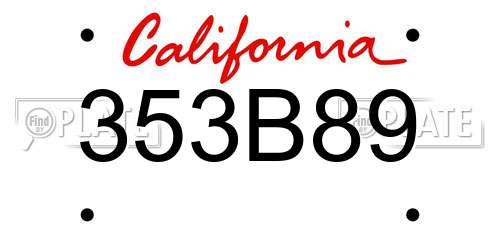 353B89 California License Plate