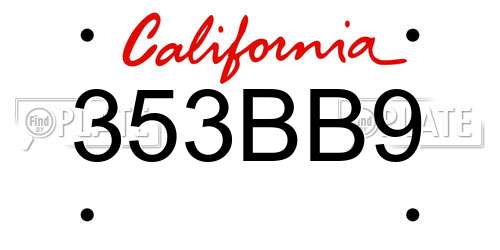 353BB9 California License Plate