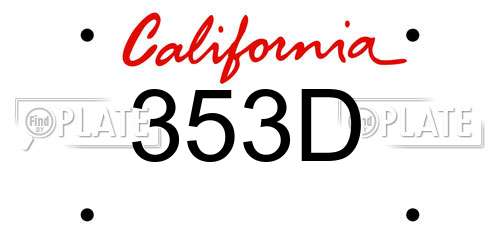353D California License Plate