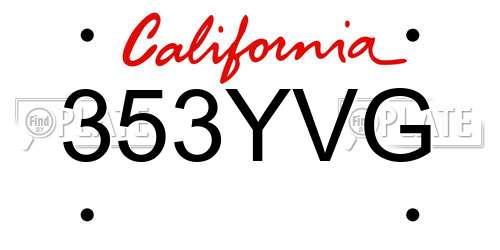 353YVG California License Plate