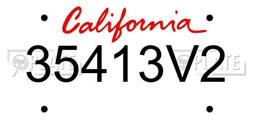 35413V2 California License Plate