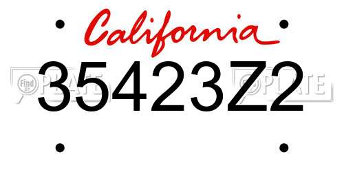 35423Z2 California License Plate