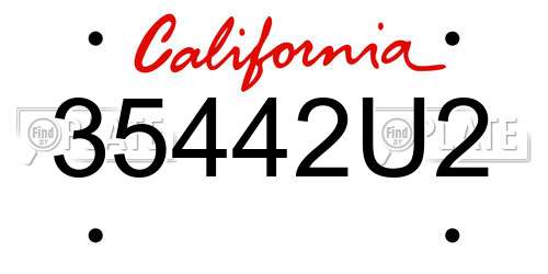 35442U2 California License Plate