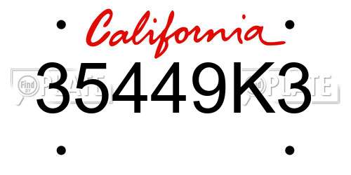 35449K3 California License Plate