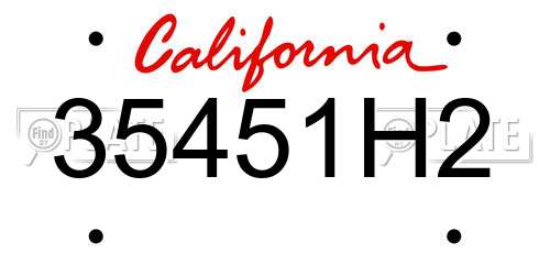35451H2 California License Plate