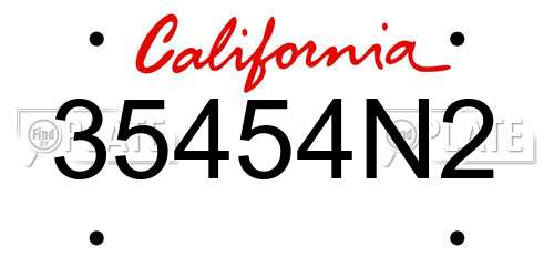 35454N2 California License Plate
