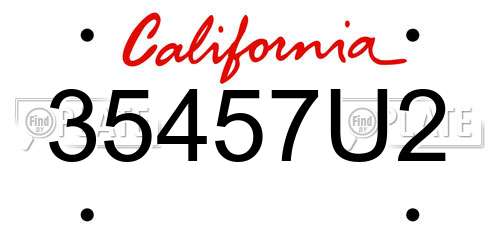 35457U2 California License Plate