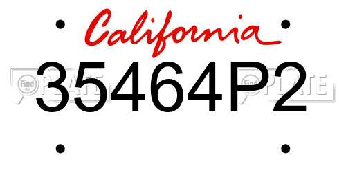 35464P2 California License Plate