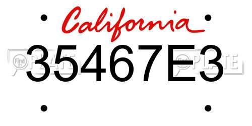 35467E3 California License Plate