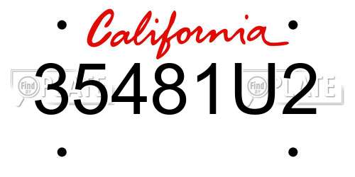 35481U2 California License Plate
