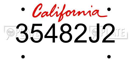 35482J2 California License Plate