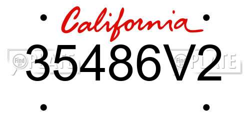 35486V2 California License Plate
