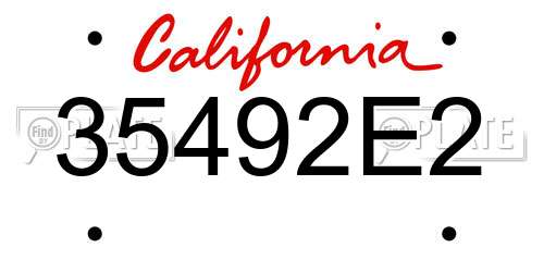 35492E2 California License Plate