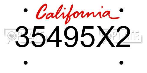 35495X2 California License Plate
