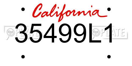 35499L1 California License Plate