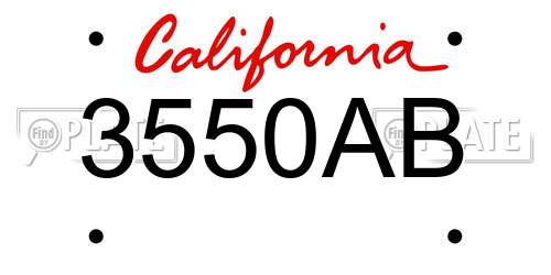 3550AB California License Plate