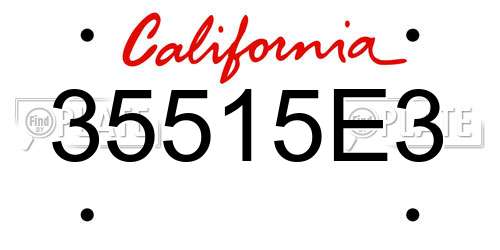 35515E3 California License Plate