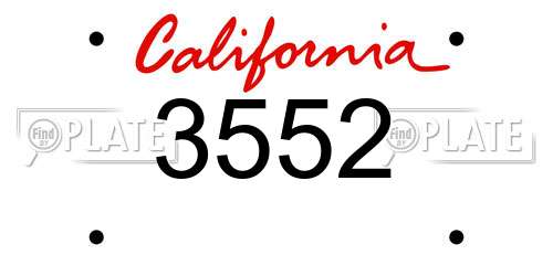 3552 California License Plate